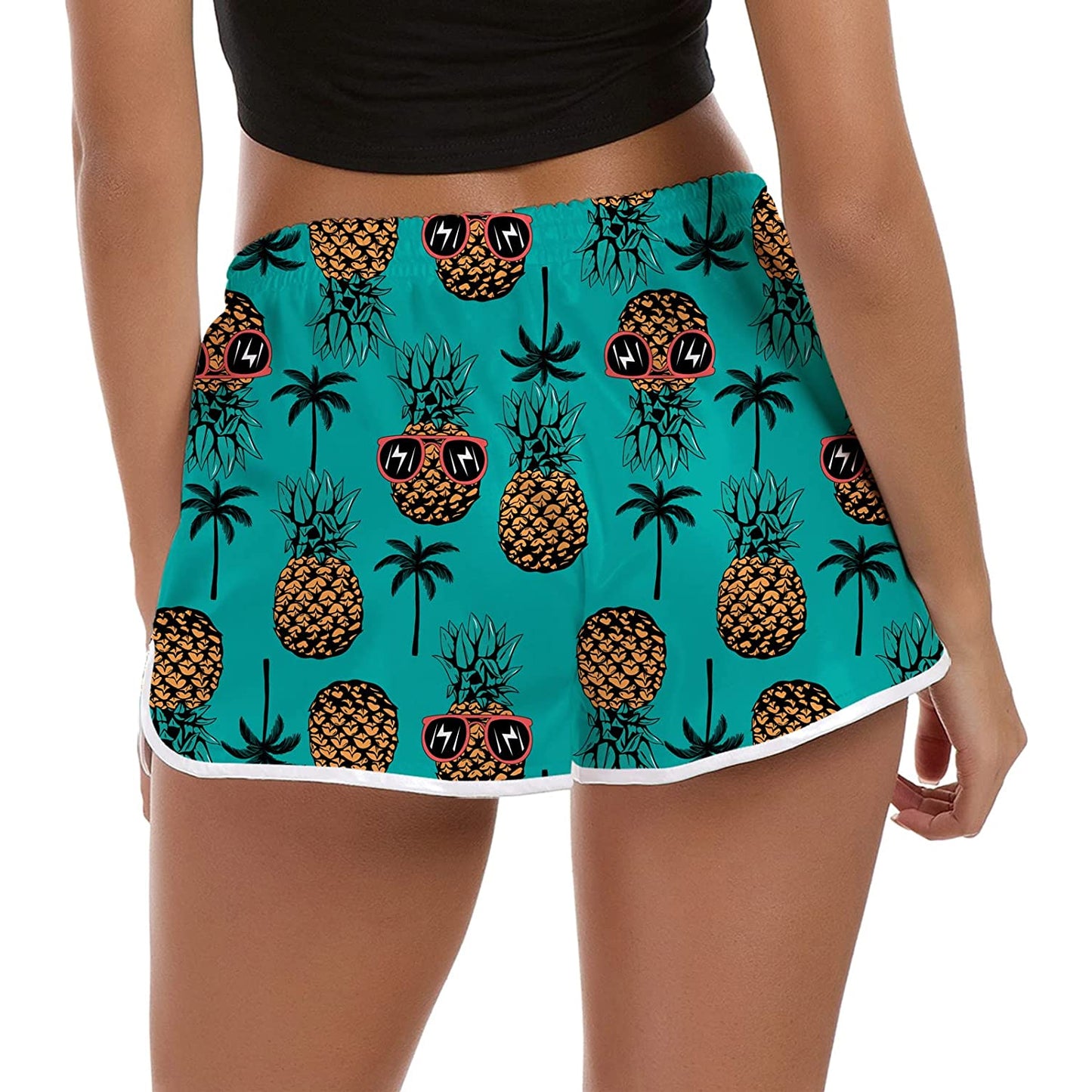 Coole lustige Boardshorts mit Palmen und Ananas für Damen