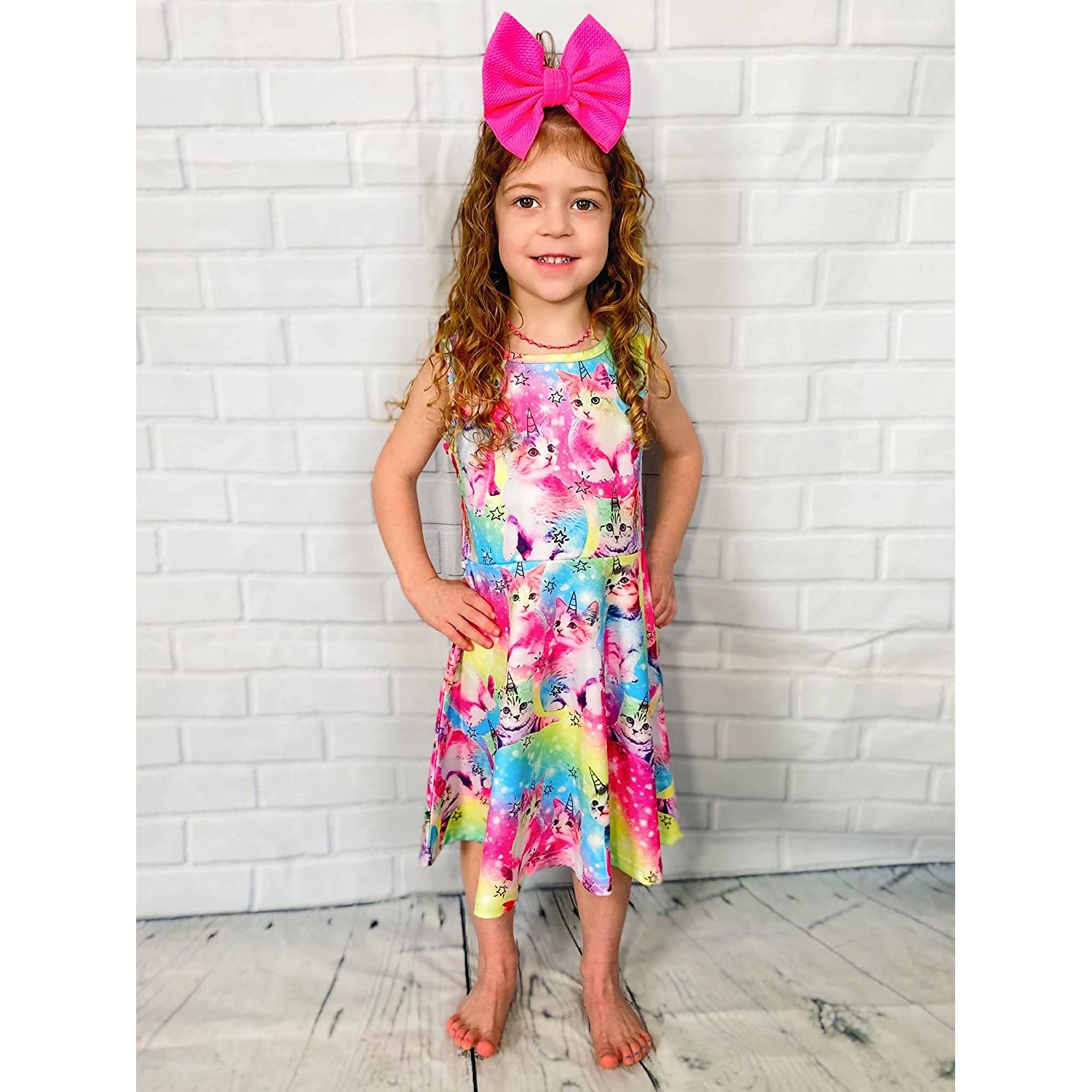 Rainbow Unicorn Cat Funny Girl Dress XL