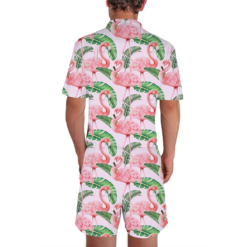 Banana Leaf Flamingos Men Romper