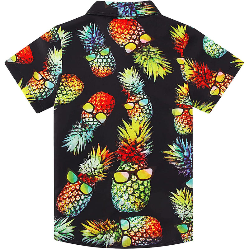 Colorful Sunglasses Pineapple Black Funny Toddler Hawaiian Shirt