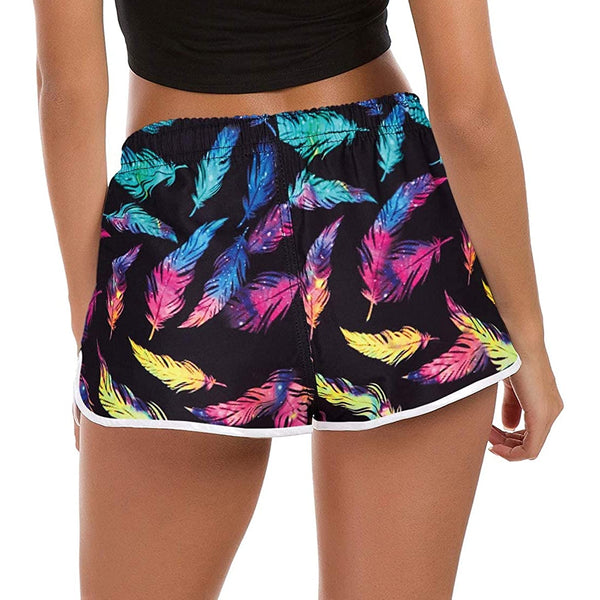 Colorful Feather Funny Board Shorts for Women