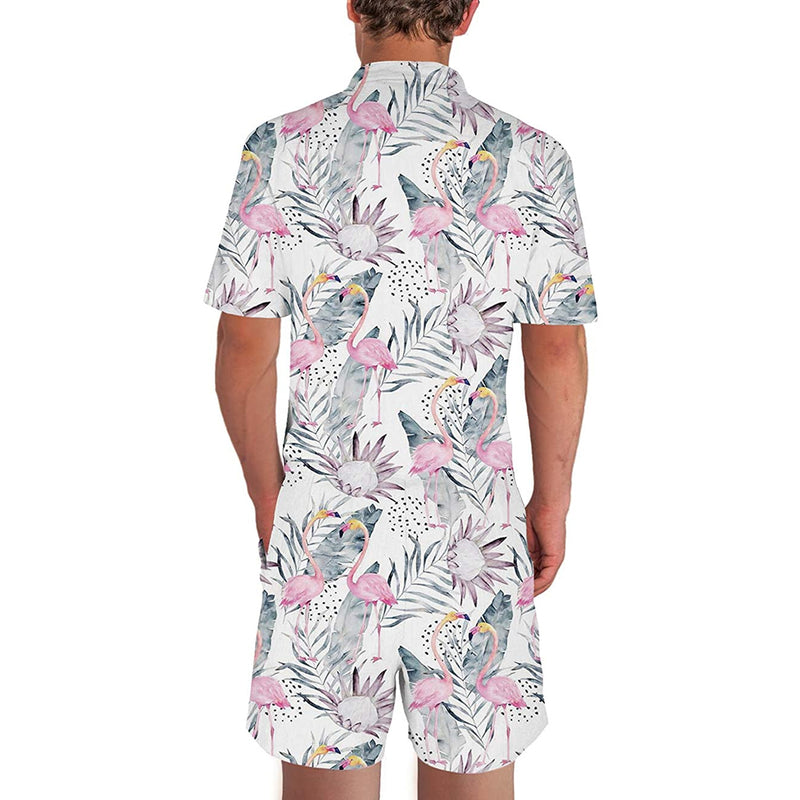 Leaf Flamingos Male Romper