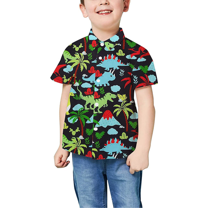 Colorful Dinosaur Island Funny Toddler Hawaiian Shirt