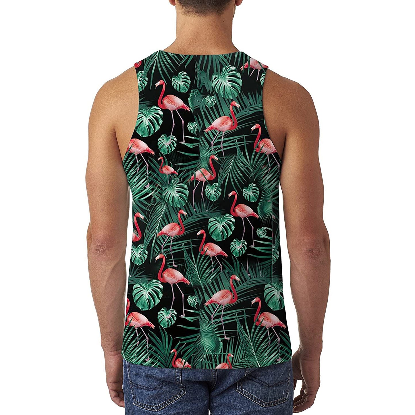 Groene blad flamingo's grappige tanktop