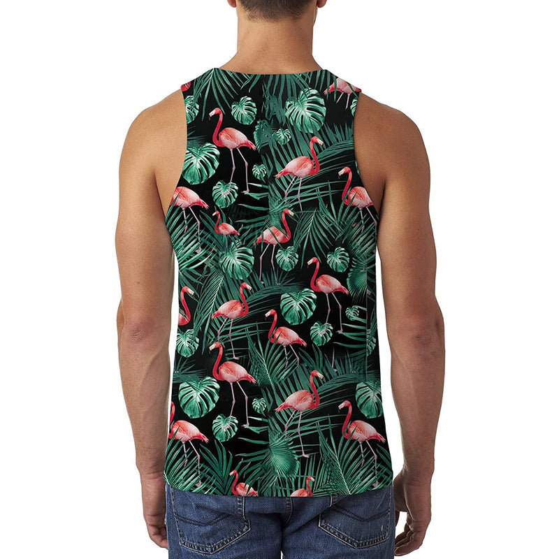 Green Leaf Flamingos Funny Tank Top