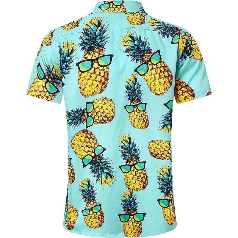 Sunglasses Pineapple Light Blue Funny Hawaiian Shirt