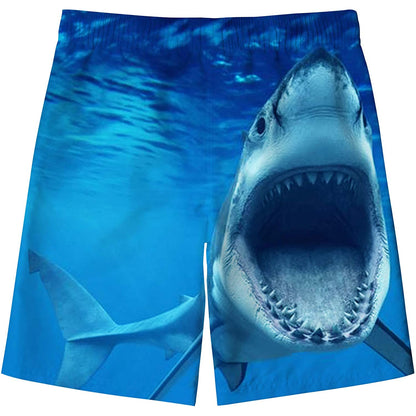 Badehose für Jungen mit lustigem Hai-Motiv, Blau