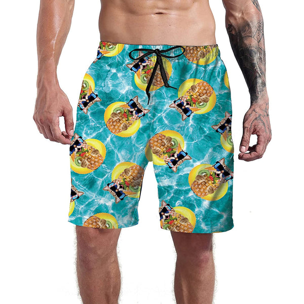 Pineapple Cat Funny Swim Trunks