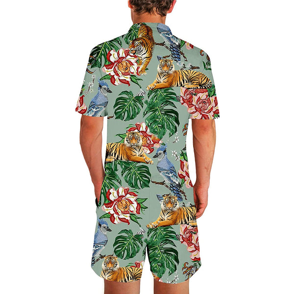 Palm Leaf Tiger Male Romper