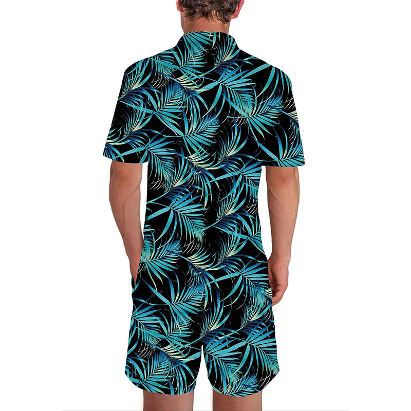 Blue Hawaii Leaf Male Romper