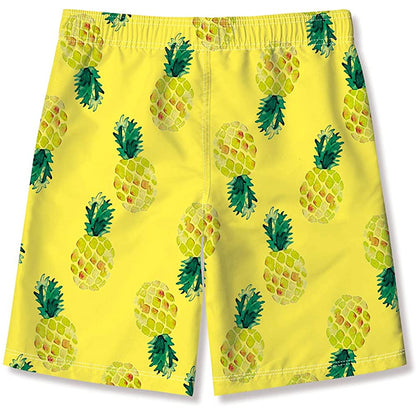 Lustige Badehose mit Ananas-Motiv für Jungen, Gelb