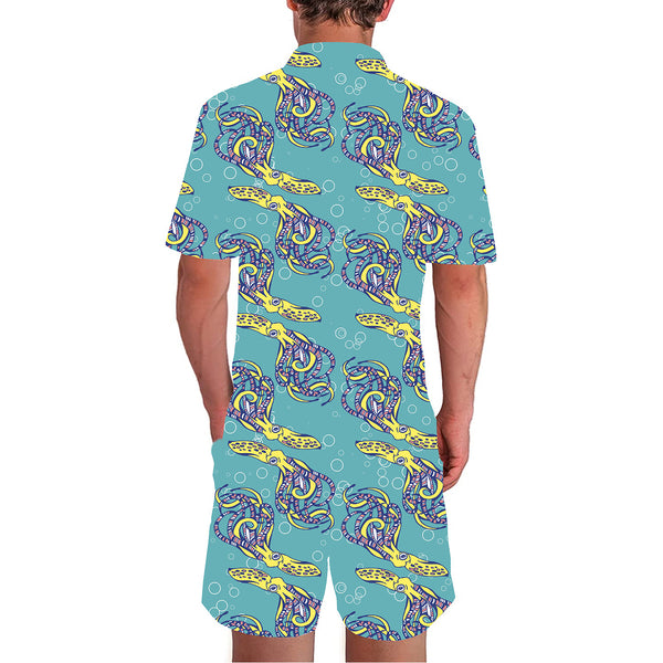 Octopus Blue Funny Men Romper