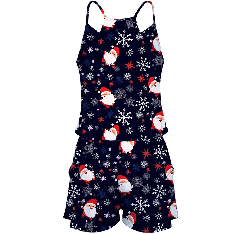 Christmas Santa Claus Black Funny Romper for Women