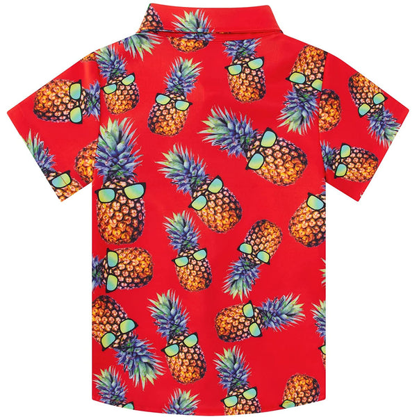 Pineapple Red Funny Toddler Hawaiian Shirt