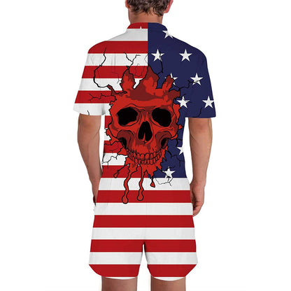 Totenkopf Amerikanische Flagge Männer Strampler