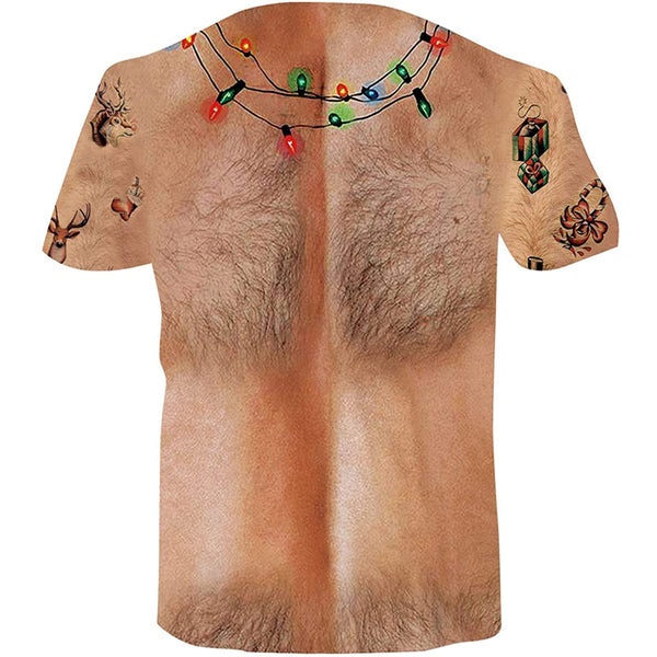 Christmas Hairy Chest Funny T Shirt