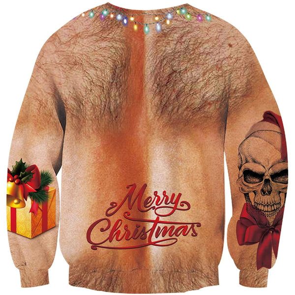 Bell Hairy Chest Ugly Christmas Sweater