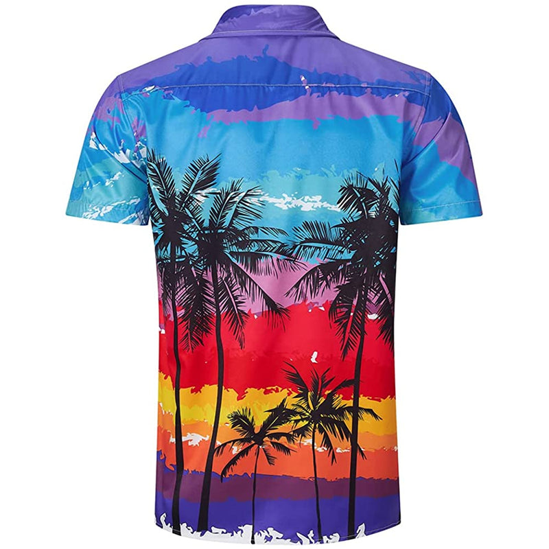 Colorful Palm Tree Funny Button Up Shirt
