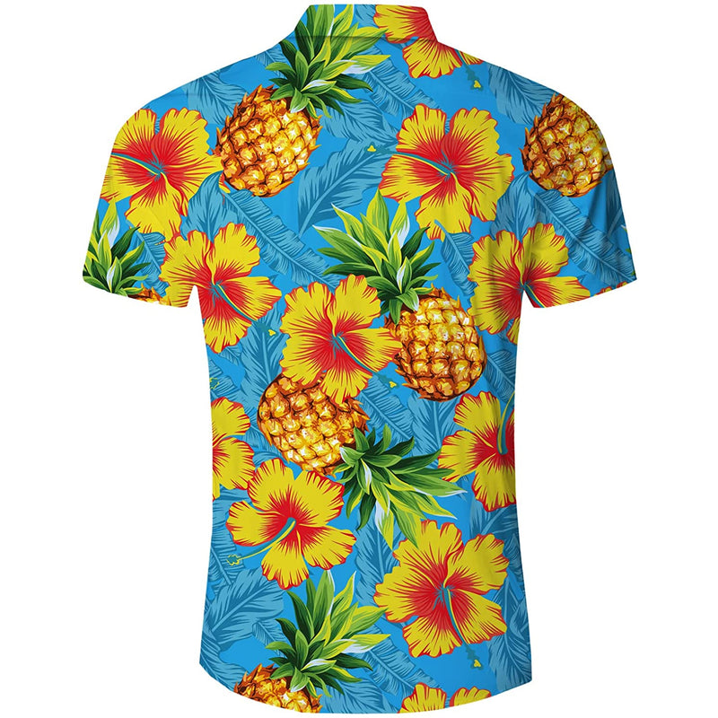 Yellow Flowers Pineapple Funny Button Up Shirt