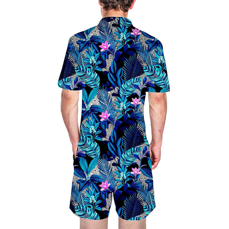 Blue Floral Male Romper