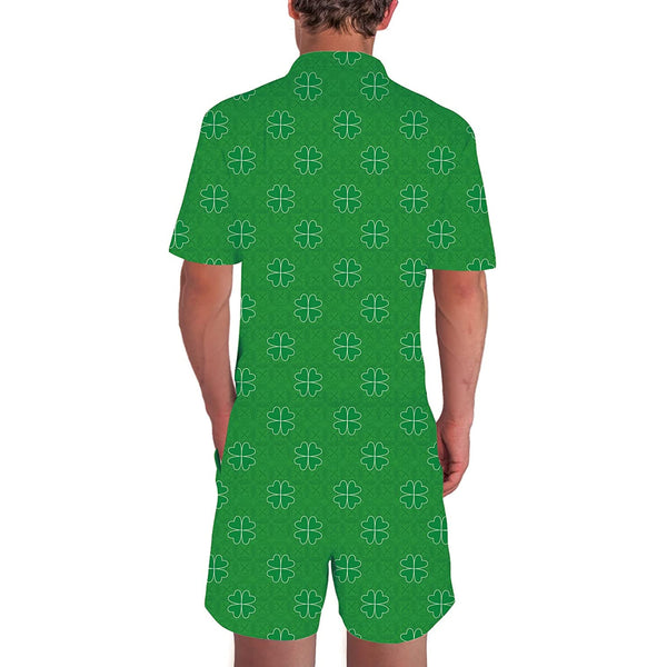 Green Tuxedo St. Patrick's Day Shamrock Male Romper