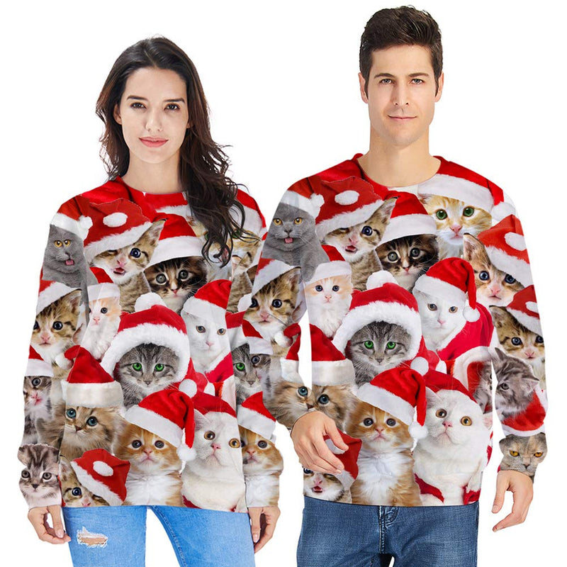 Cute Hat Cats Ugly Christmas Sweater