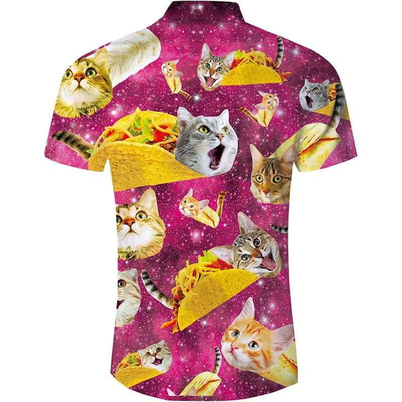 Pink Galaxy Taco Cat Funny Hawaiian Shirt