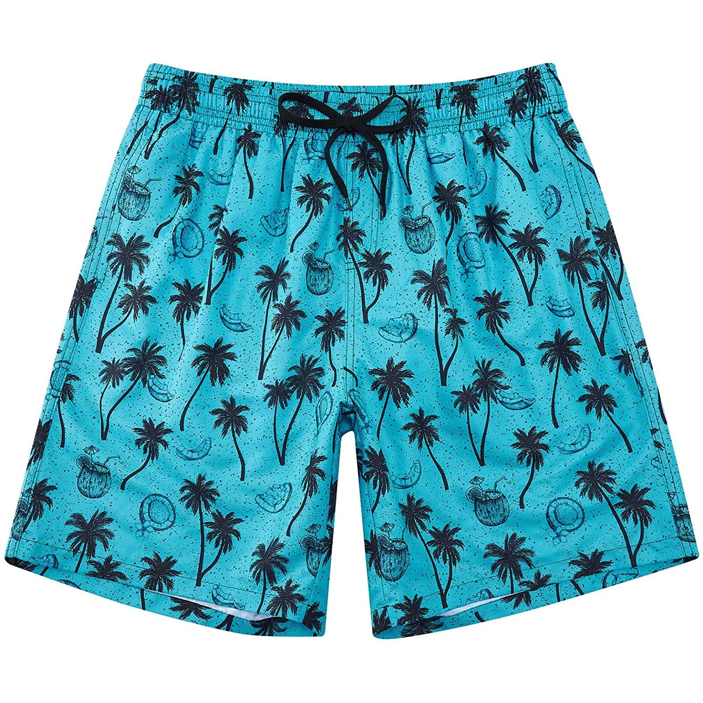Lustige Badehose mit Kokosnussbaum-Motiv, Blau