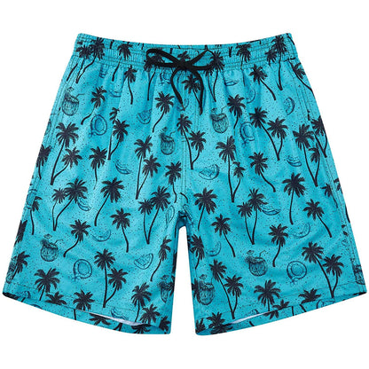 Lustige Badehose mit Kokosnussbaum-Motiv, Blau