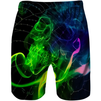 Colorful Smoke Skull Funny Swim Trunks