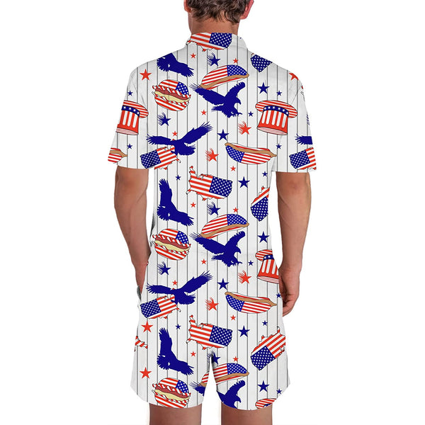 Eagle American Flag Men Romper