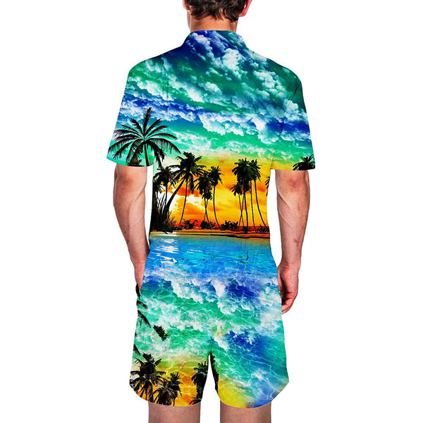 Palm Tree Sunset Hawaiian Male Romper