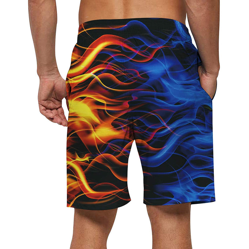 Blue Yellow Flame Funny Swim Trunks