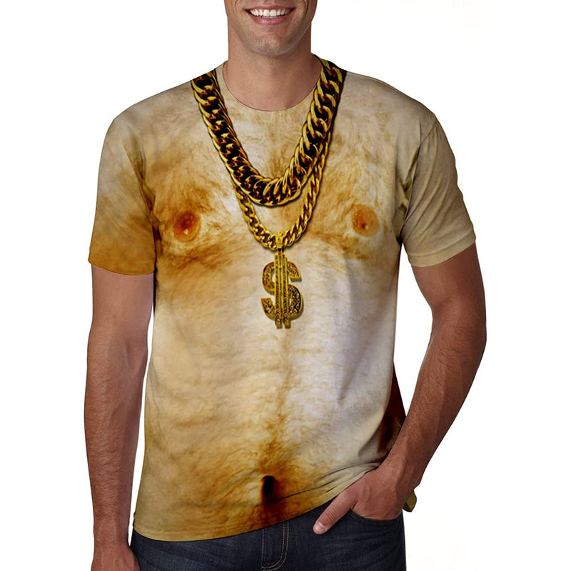 Golden Chain Hairy Chest Funny T Shirt