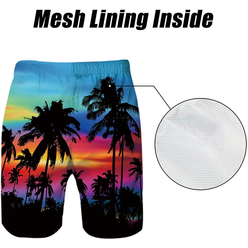 Sunset Palm Tree Funny Swim Trunks