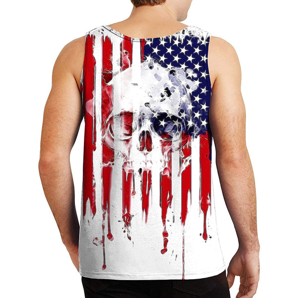 Skull American Flag Funny Tank Top