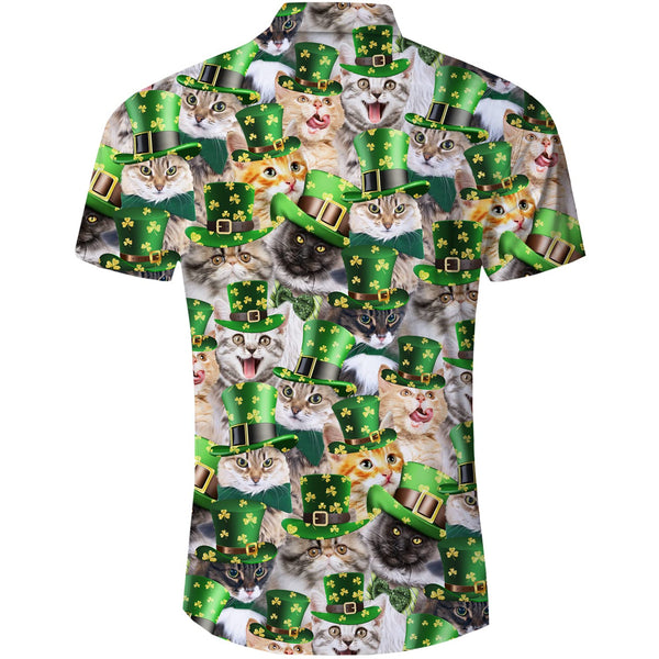St Patrick's Cat Green Funny Hawaiian Shirt