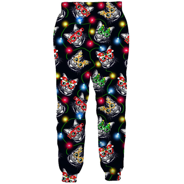 Christmas Glasses Cat Funny Sweatpants