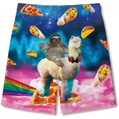 Lustige Badehose für Jungen mit Faultier-Reit-Lama