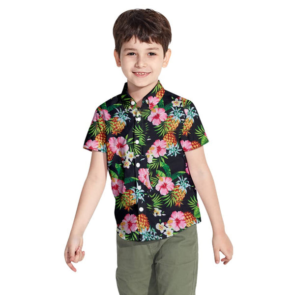 Floral Pineapple Funny Toddler Hawaiian Shirt