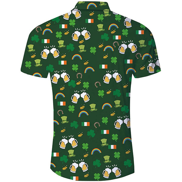 Green Shamrock Beer Funny Hawaiian Shirt