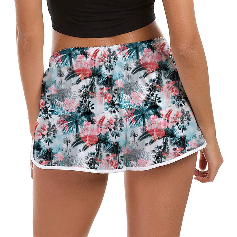 Flowers Palm Tree Funny Board Shorts for Women