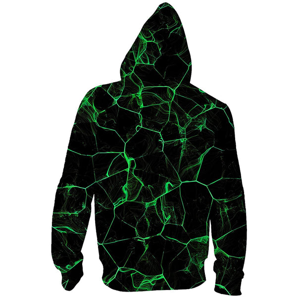 Green Flame Zip Hoodie