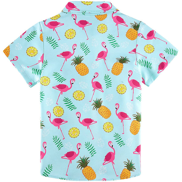 Pineapple Flamingo Light Blue Funny Toddler Hawaiian Shirt