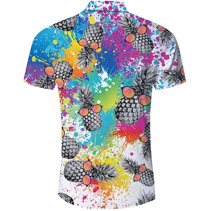 Paint Splatter Pineapple Funny Hawaiian Shirt