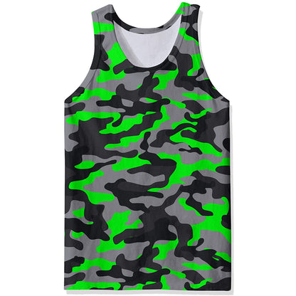Lustiges Tank Top mit grünem Camouflage-Muster
