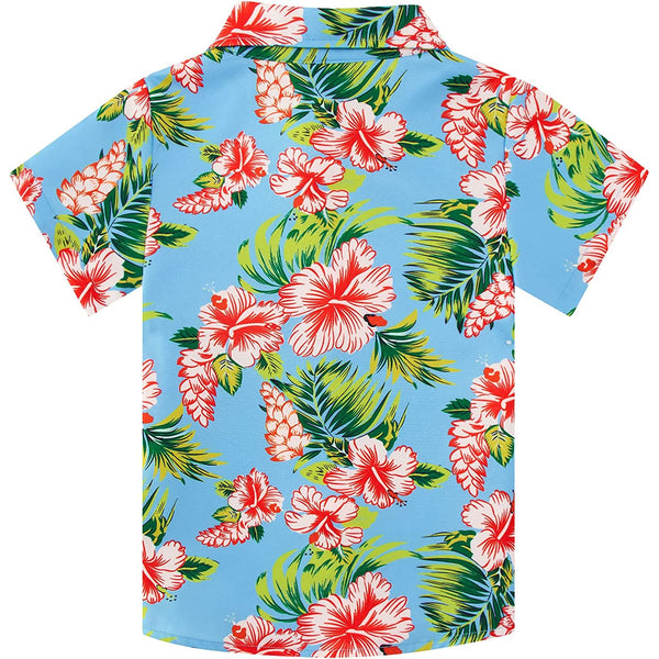 Hawaii Floral Light Blue Funny Toddler Hawaiian Shirt