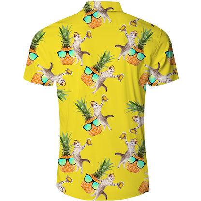DJ Bier Katze Ananas Gelb Lustiges Hawaiihemd