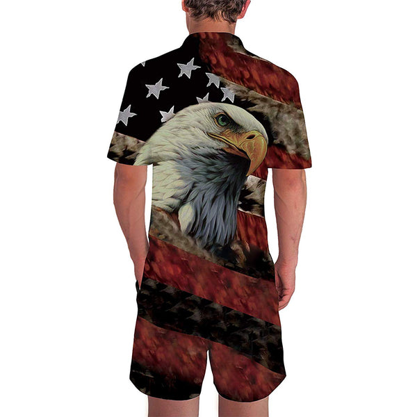 American Flag Eagle Retro Men Romper