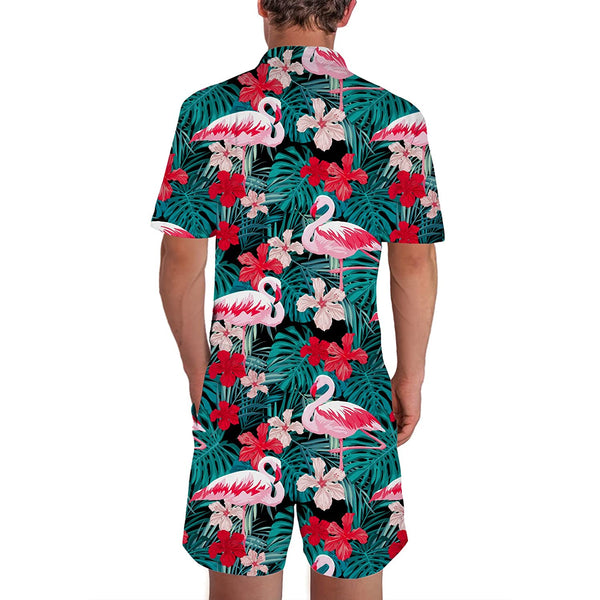 Flowers Pink Flamingos Funny Male Romper